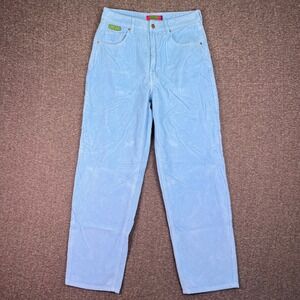 Empyre Tori Corduroy Pants Women 10 Light Blue High Rise Straight Leg Skater Y2K
